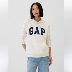 GAP Logo Hoodie 100% Cotton White Womens Size Small